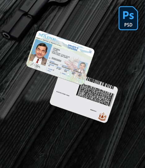 USA Maine state driving license PSD